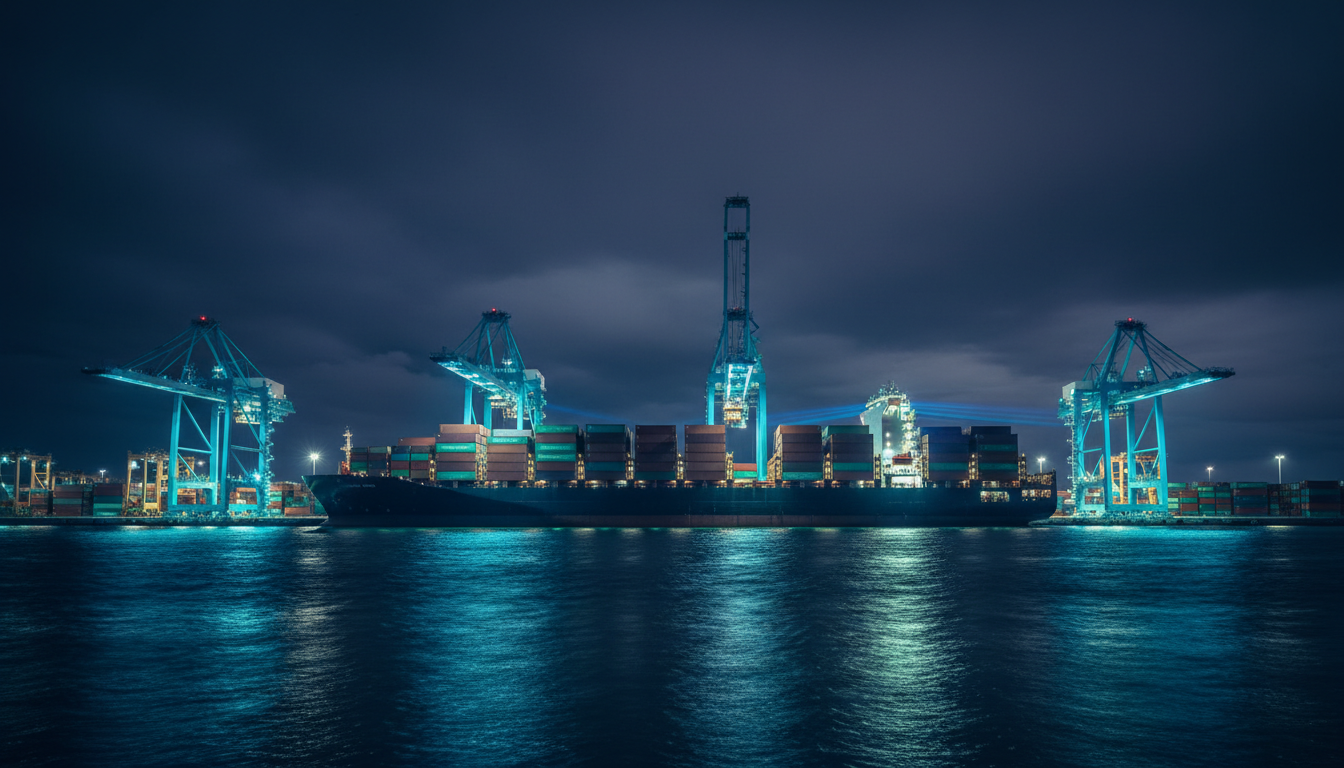 Puerto de contenedores de noche