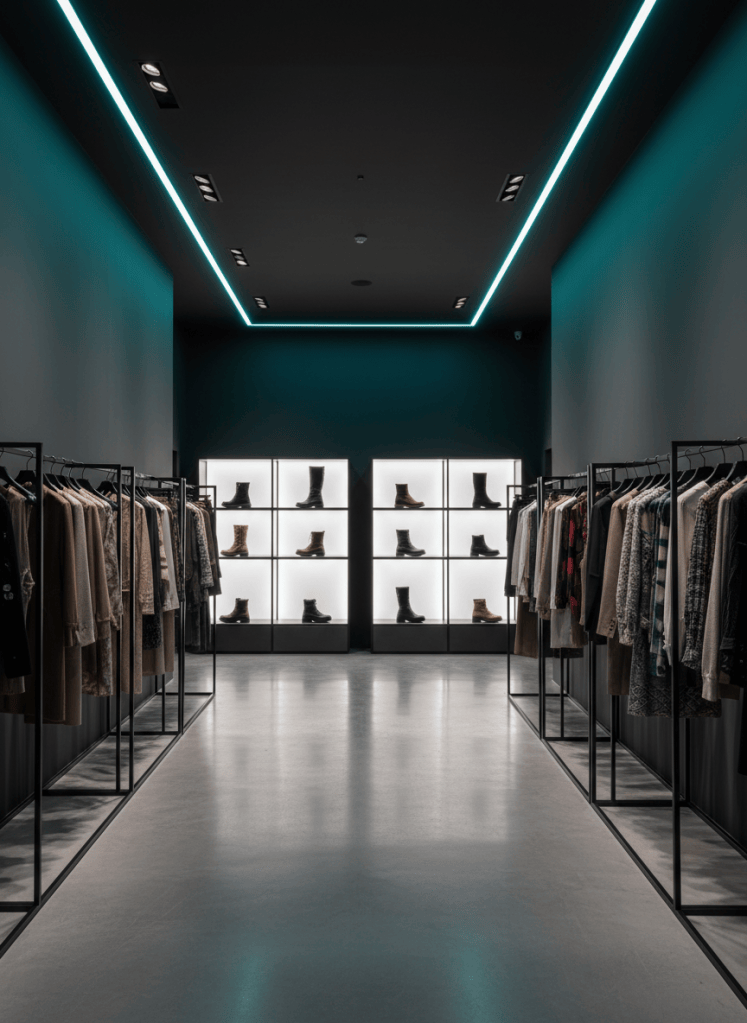 Ropa y calzado en exhibición